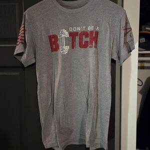 Grunt Style Gray Graphic Tee with Red Print